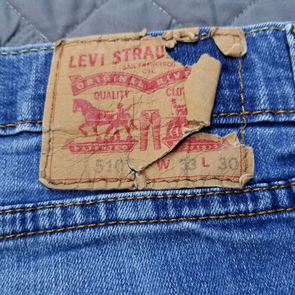 Levis Jeans Mens 33X30 Blue 510 Slim Straight‎ Dark Wash American Denim Workwear